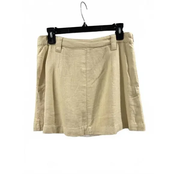 NWT Free People Can't Blame Me Linen Short Mini Skirt in Bleached Sand- Size 8 - Picture 4 of 9